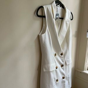 White Sleeveless Blazer Dress